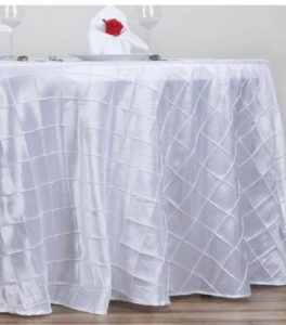 Pintuck white table cloths