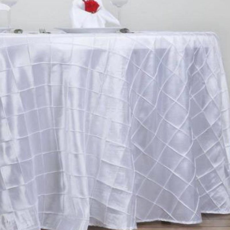 Pintuck white table cloths